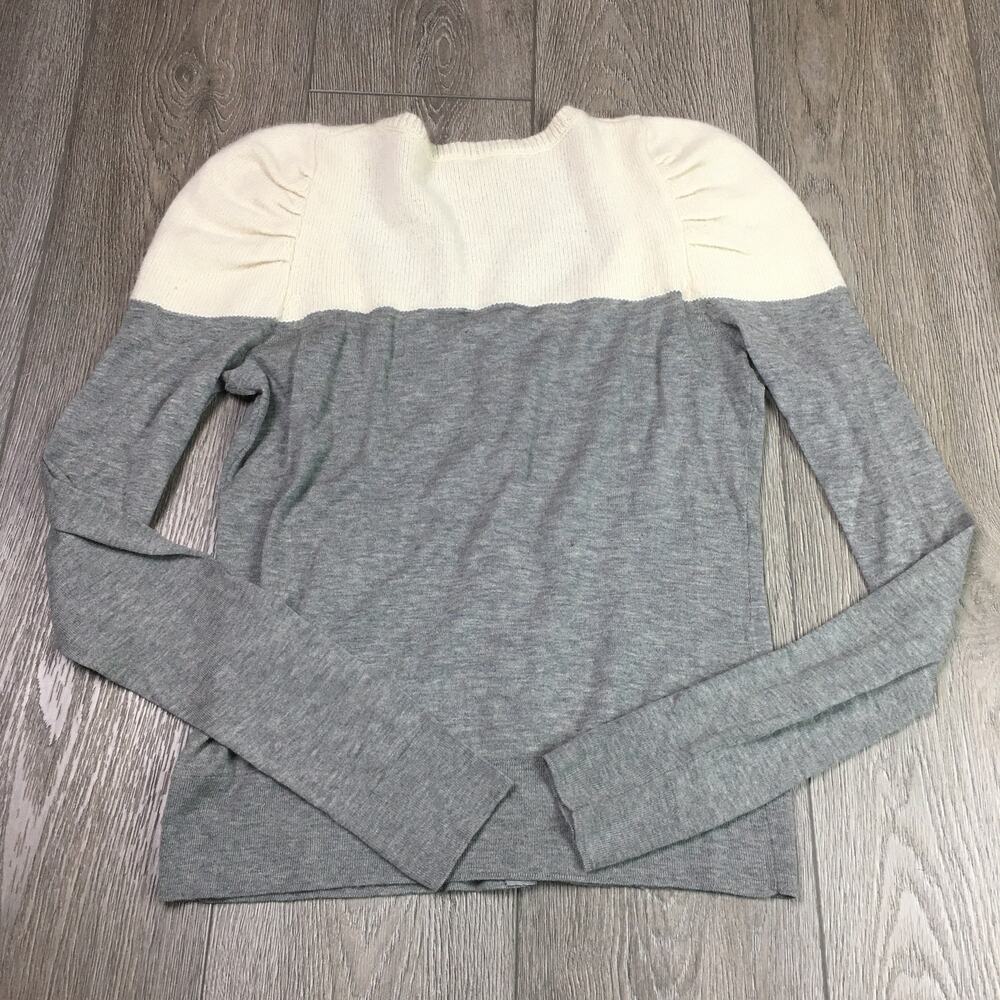 Anthropologie Knitted & Knotted Jewel ButtonCardigan Gray Cream Small Women S - Picture 11 of 12